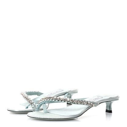 Jimmy Choo Satin Crystal Dila 35 Sandals 37.5 Light Verde 4 of 10