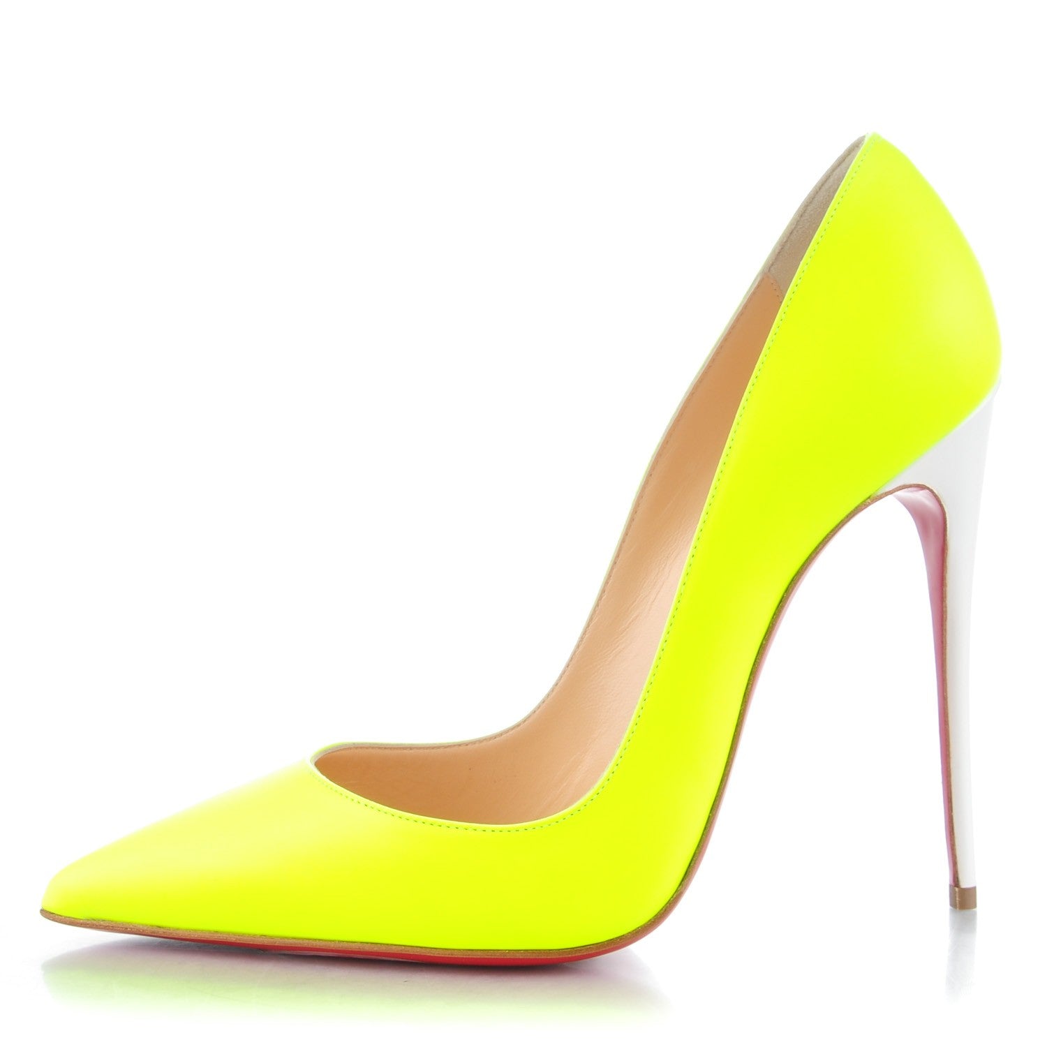 Christian Louboutin Matte Calfskin Jazz Calf Fluo So Kate 120 Pumps 38 Jaune White 1 of 8
