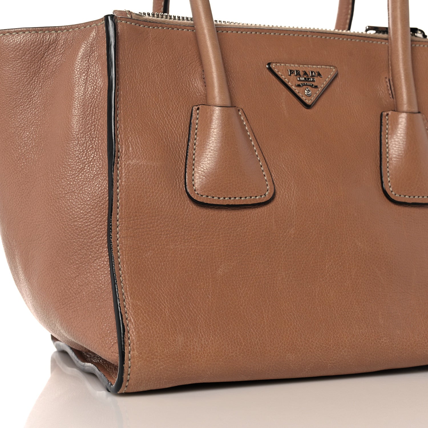 Prada Glace Calf Twin Pocket Tote Caramel 16 of 19