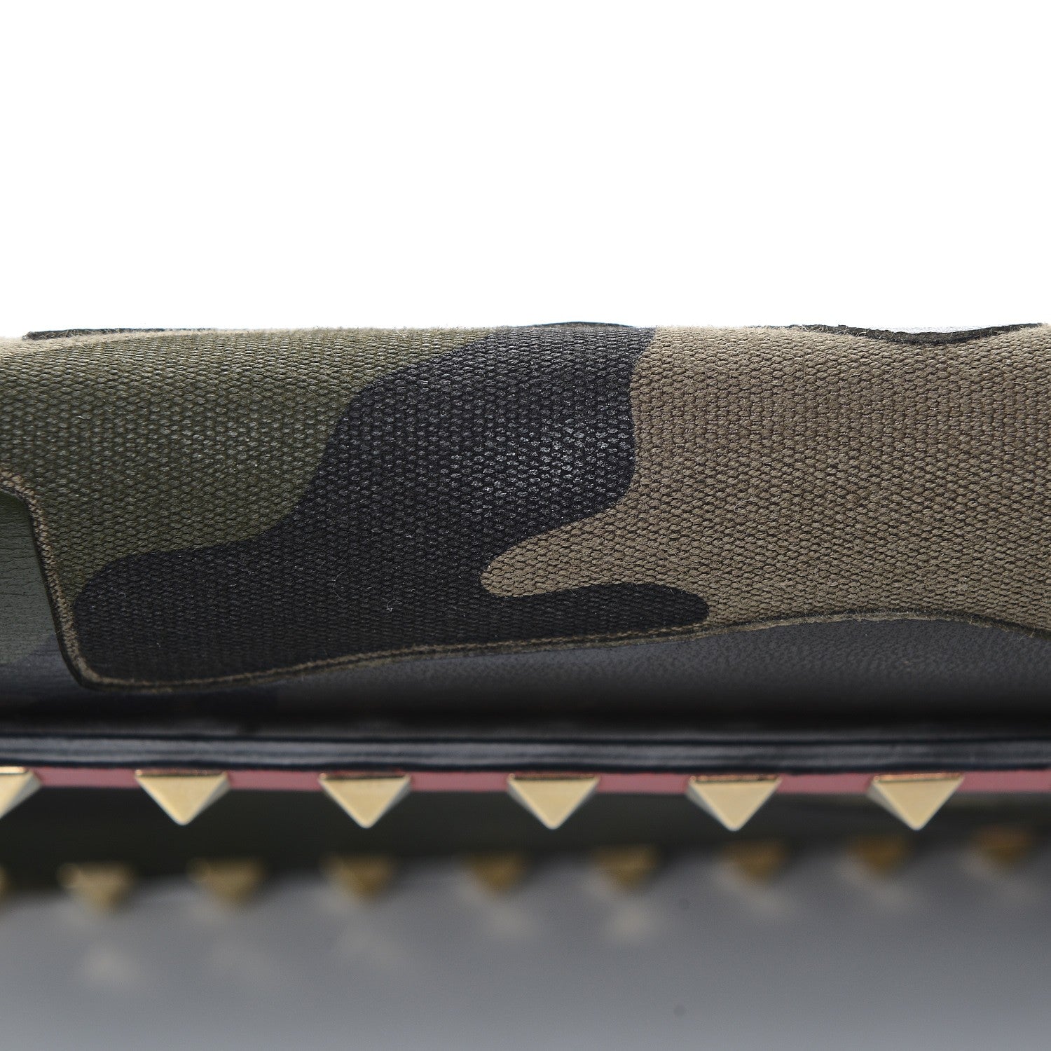 Valentino Garavani Nappa Canvas Camouflage Rockstud Wristlet Clutch Verde Rouge 9 of 10