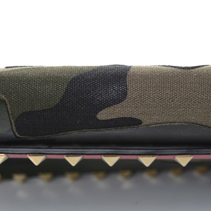 Valentino Garavani Nappa Canvas Camouflage Rockstud Wristlet Clutch Verde Rouge 9 of 10