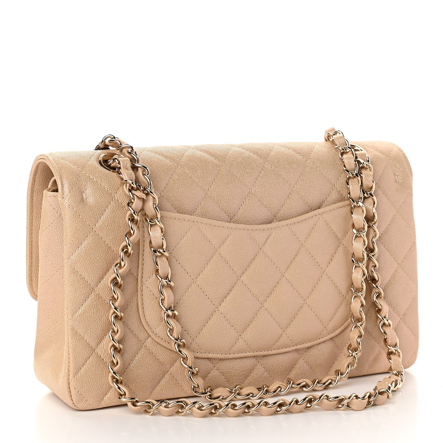 Chanel Iridescent Caviar Quilted Medium Double Flap Beige 2 of 7