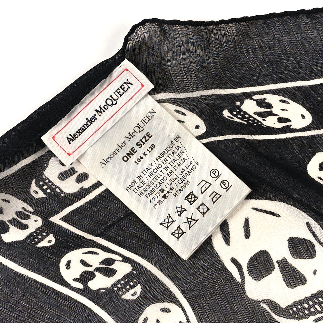 Silk Chiffon Skull Scarf Black Ivory