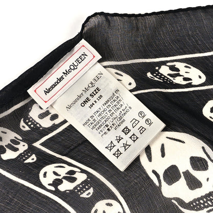 Alexander McQueen Silk Chiffon Skull Scarf Black Ivory 3 of 4