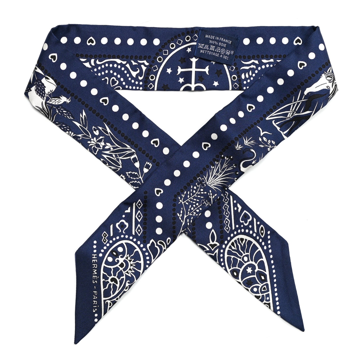 Silk Peuple Du Vent Bandana Twilly Marine White Black
