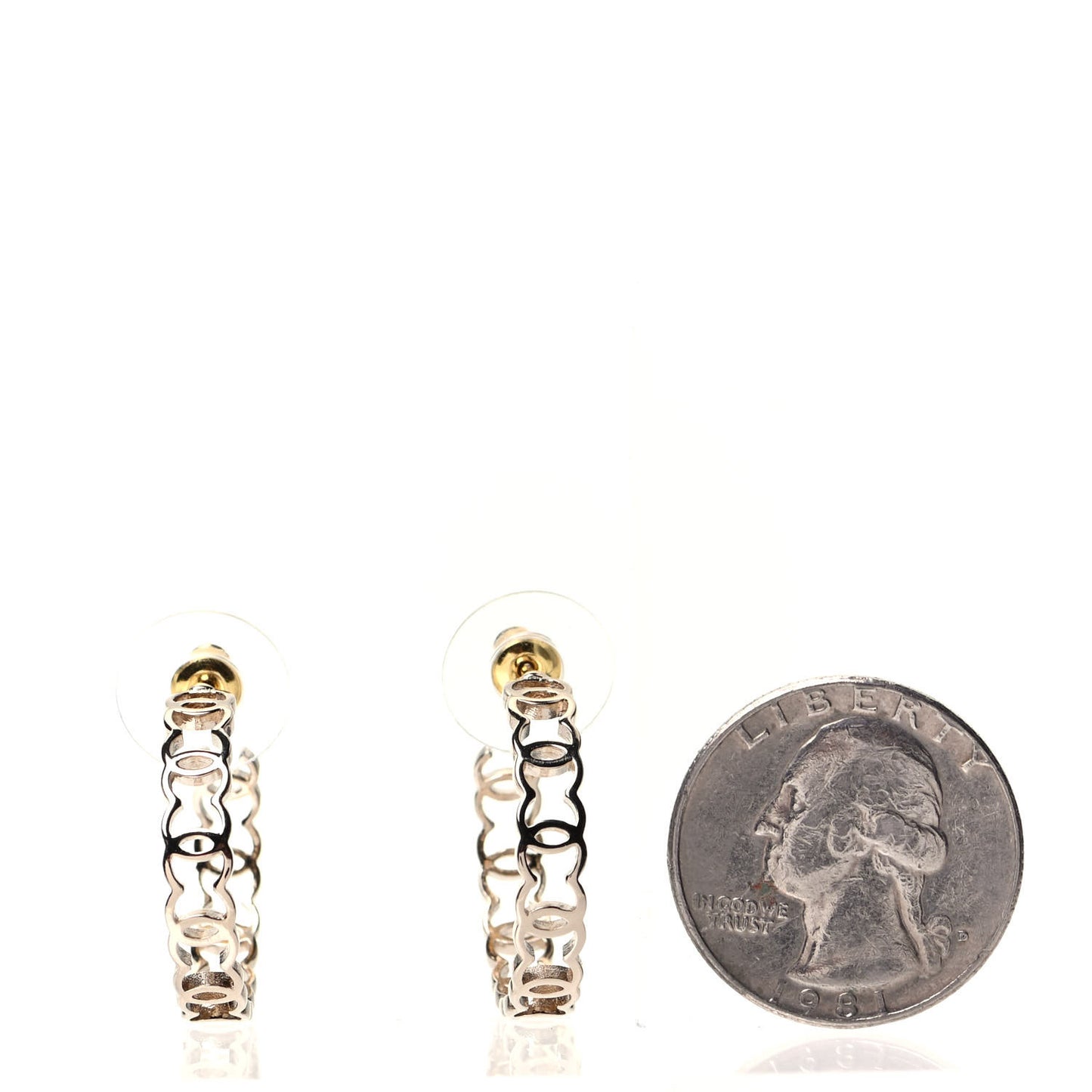 Metal CC Hoop Earrings Gold