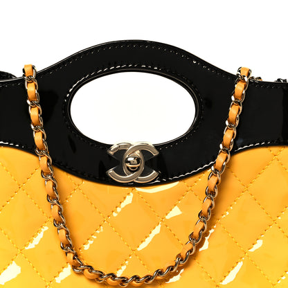 Chanel Patent Calfskin Quilted Mini 31 Shopping Bag Yellow Black 8 of 11