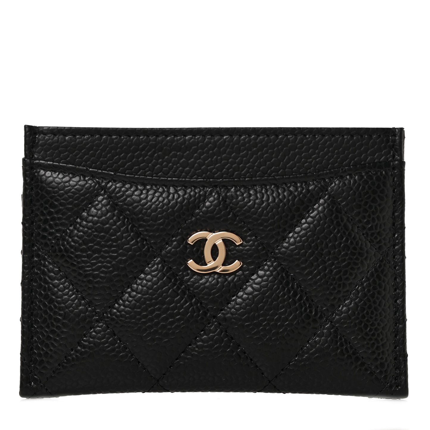 Caviar Quilted Card Holder Black