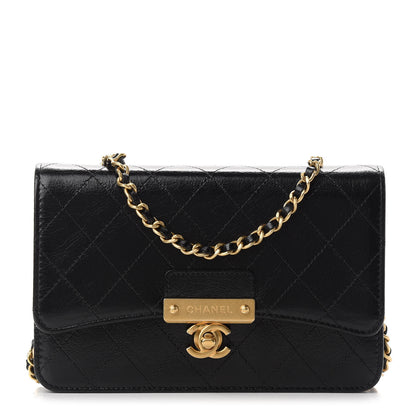 Chanel Goatskin Stitched Golden CC Wallet on Chain WOC Black 1 of 10