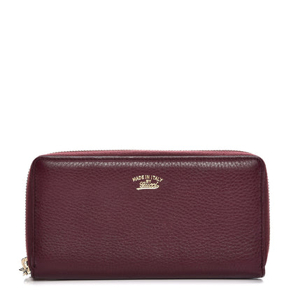 Gucci Pebbled Calfskin Bamboo Tassel Zip Around Wallet Burgundy 1 of 8