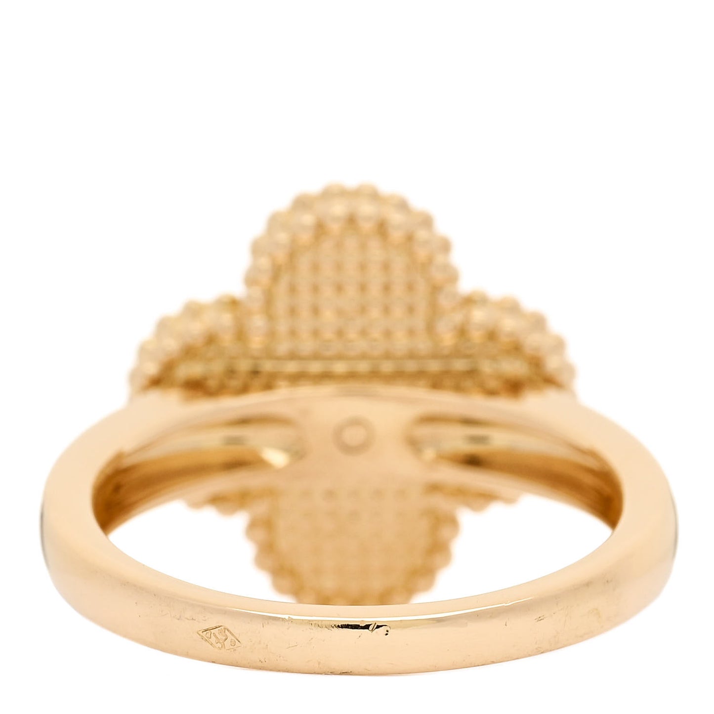 18K Yellow Gold Diamond Malachite Vintage Alhambra Ring 53 6.5
