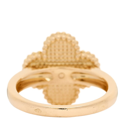 Van Cleef & Arpels 18K Yellow Gold Diamond Malachite Vintage Alhambra Ring 53 6.5 4 of 5