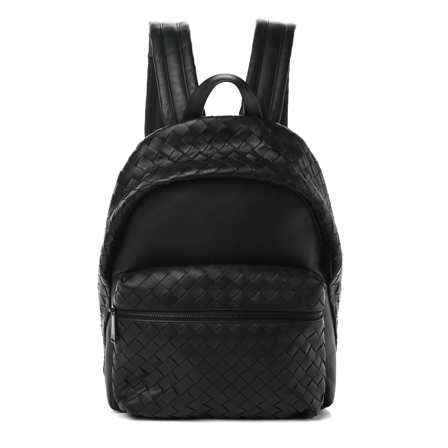 Bottega Veneta Smooth Calfskin Intrecciato Backpack Black 2 of 17
