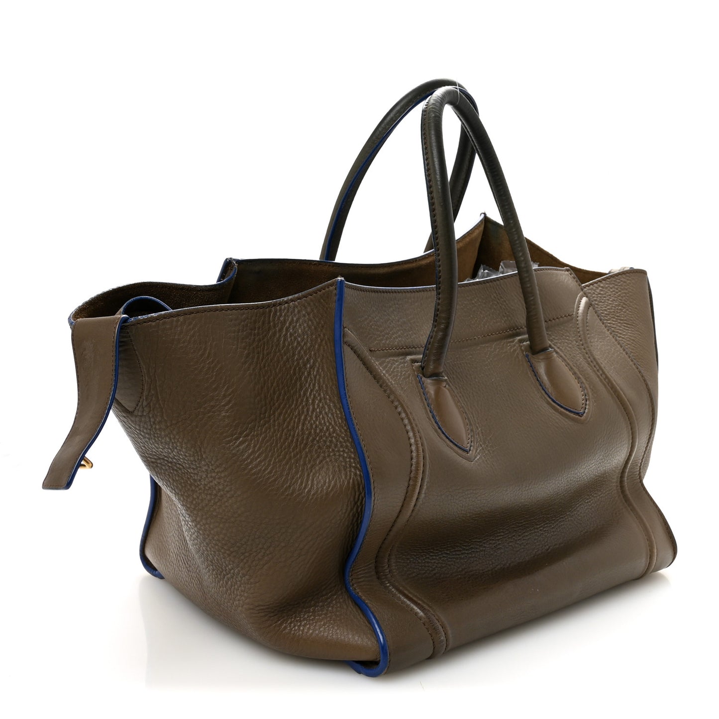 Baby Grained Medium Phantom Luggage Taupe Blue Trim