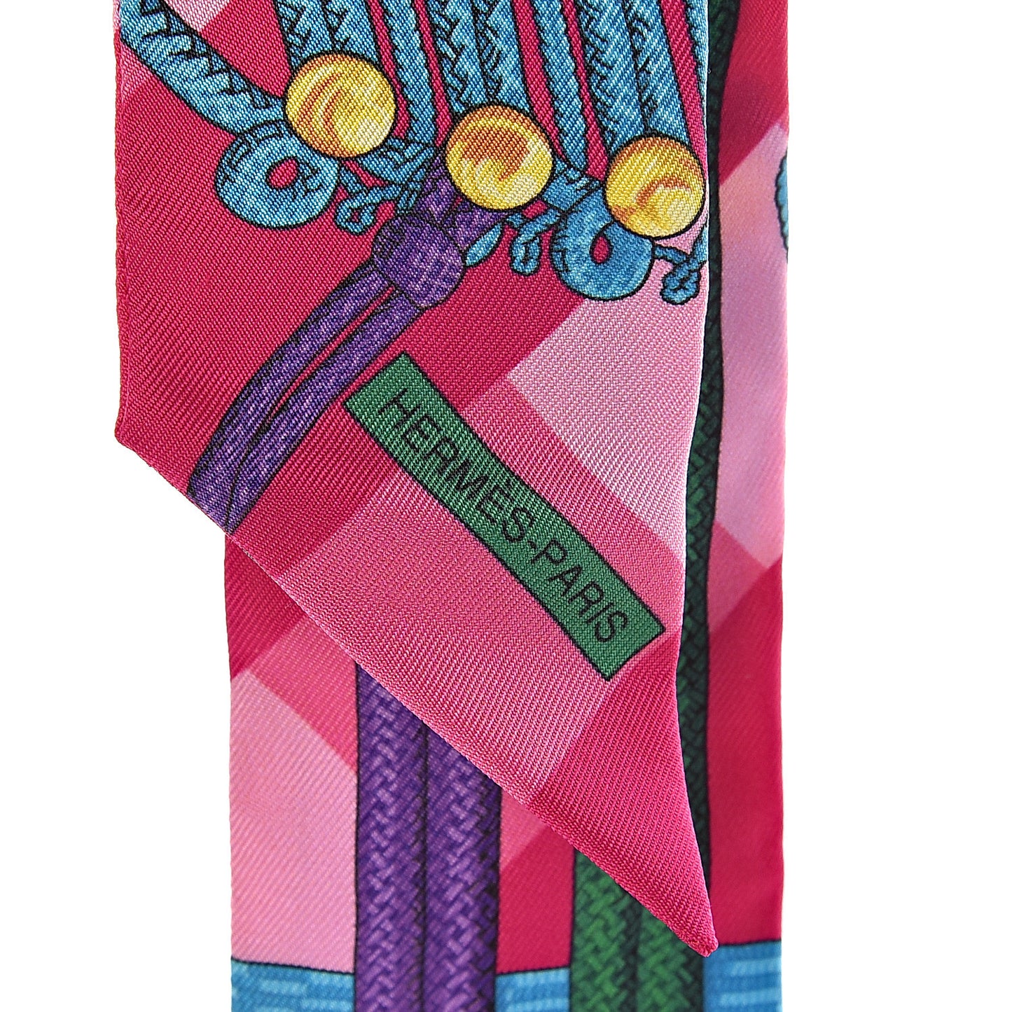 Silk Brandebourgs Twilly Fuchsia Turquoise Emeraude