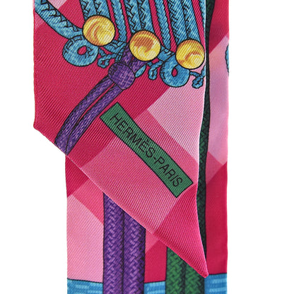 Hermes Silk Brandebourgs Twilly Fuchsia Turquoise Emeraude 5 of 5