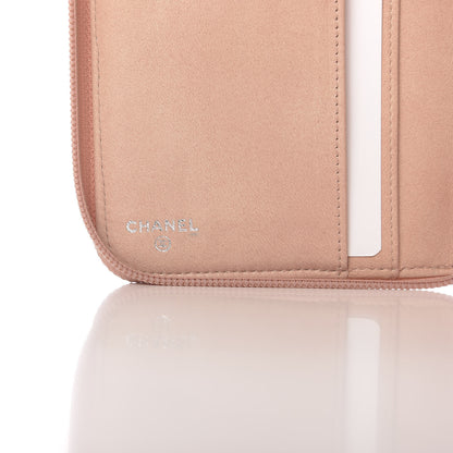 Chanel Lambskin Camellia Embossed Zip Around Organizer Wallet Pink 6 of 8