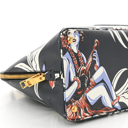 Prada Saffiano Print Hawaiian Girl Front Pocket Tote Smeraldo 9 of 14