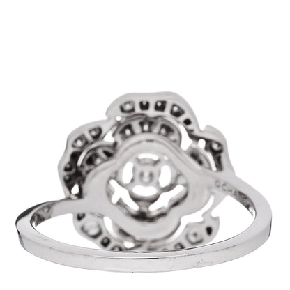 Chanel 18K White Gold Diamond Small Bouton de Camelia Ring 54 7 4 of 5