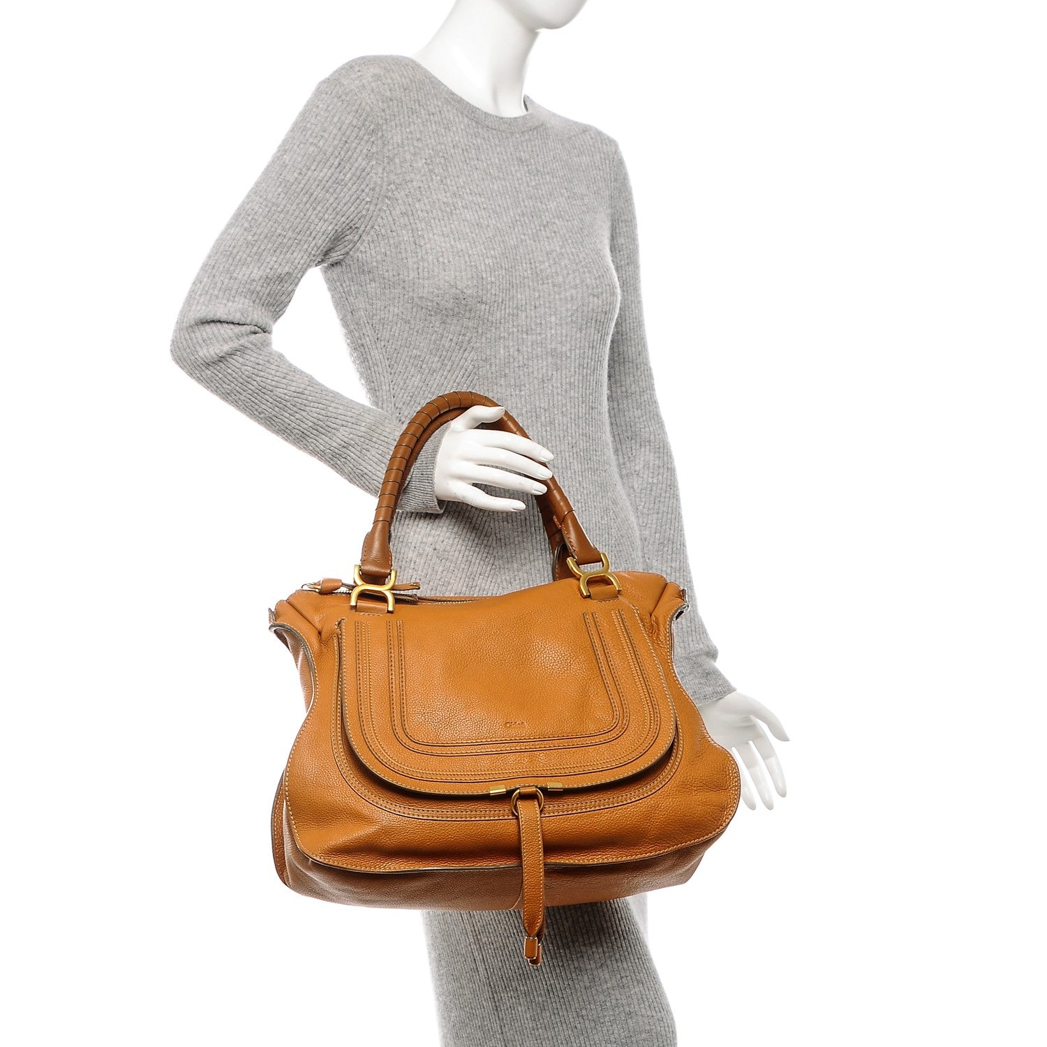 Chloe Calfskin Large Marcie Satchel Brown Sugar 2 of 7