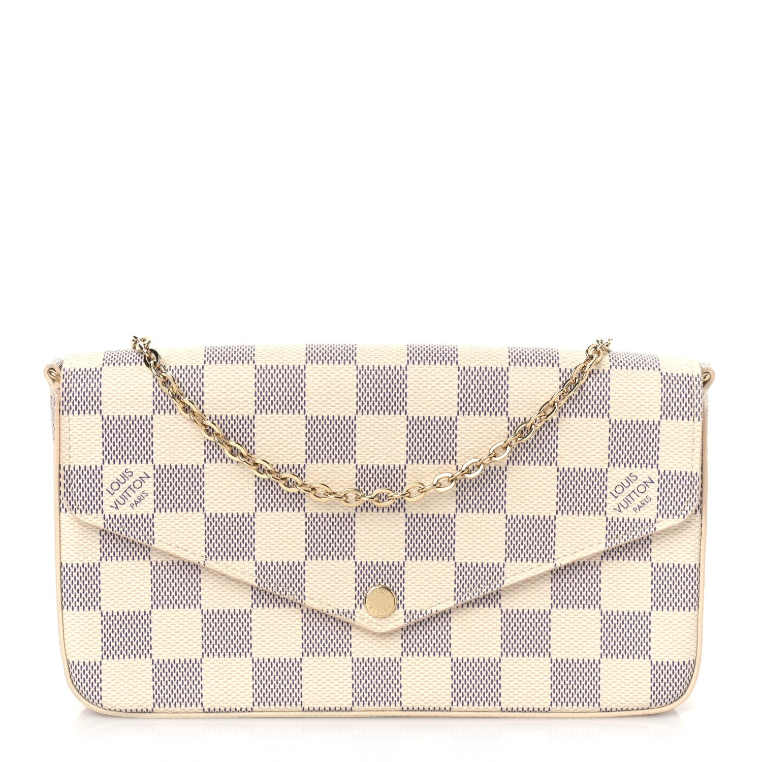 Louis Vuitton Damier Azur Pochette Felicie Chain Wallet Rose Ballerine 1 of 9