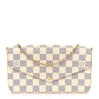 Louis Vuitton Damier Azur Pochette Felicie Chain Wallet Rose Ballerine 1 of 9
