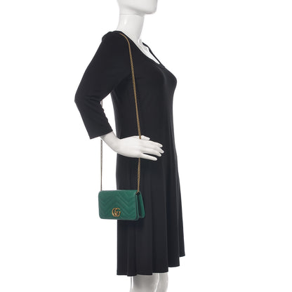Gucci Calfskin Matelasse GG Marmont Mini Bag Emerald Green 2 of 12