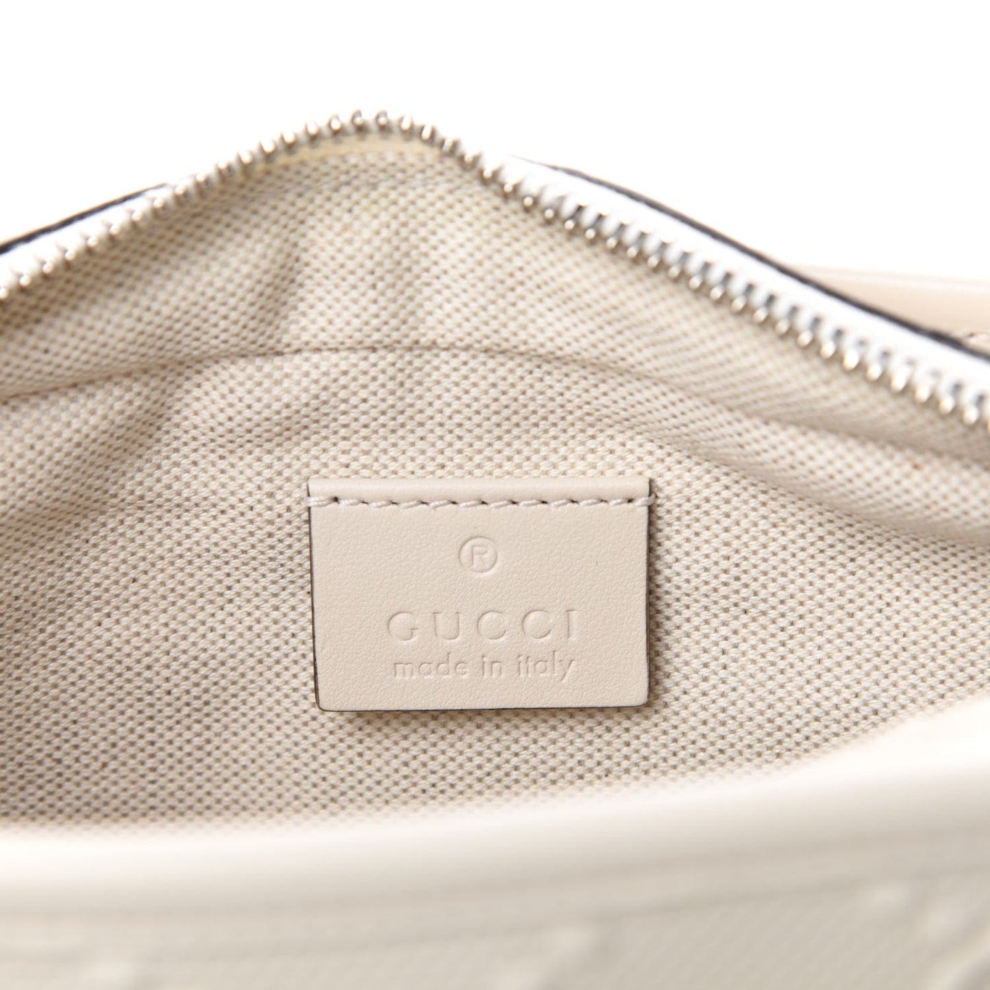 Calfskin GG Tennis Embossed Cosmetic Case Mystic White