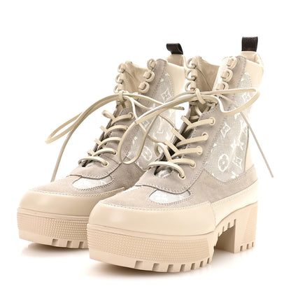Louis Vuitton Suede Calfskin Laureate Platform Desert Boots 41 Beige 4 of 8