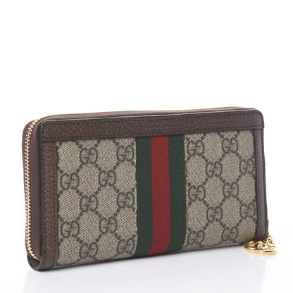 Gucci GG Supreme Monogram Web Ophidia Zip Around Wallet Brown 2 of 5