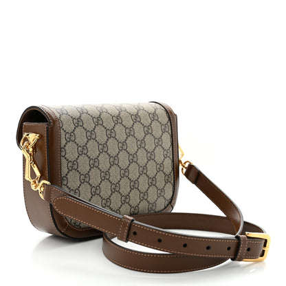 Gucci GG Supreme Monogram Web Mini Horsebit 1955 Shoulder Bag Beige Brown Sugar 3 of 10