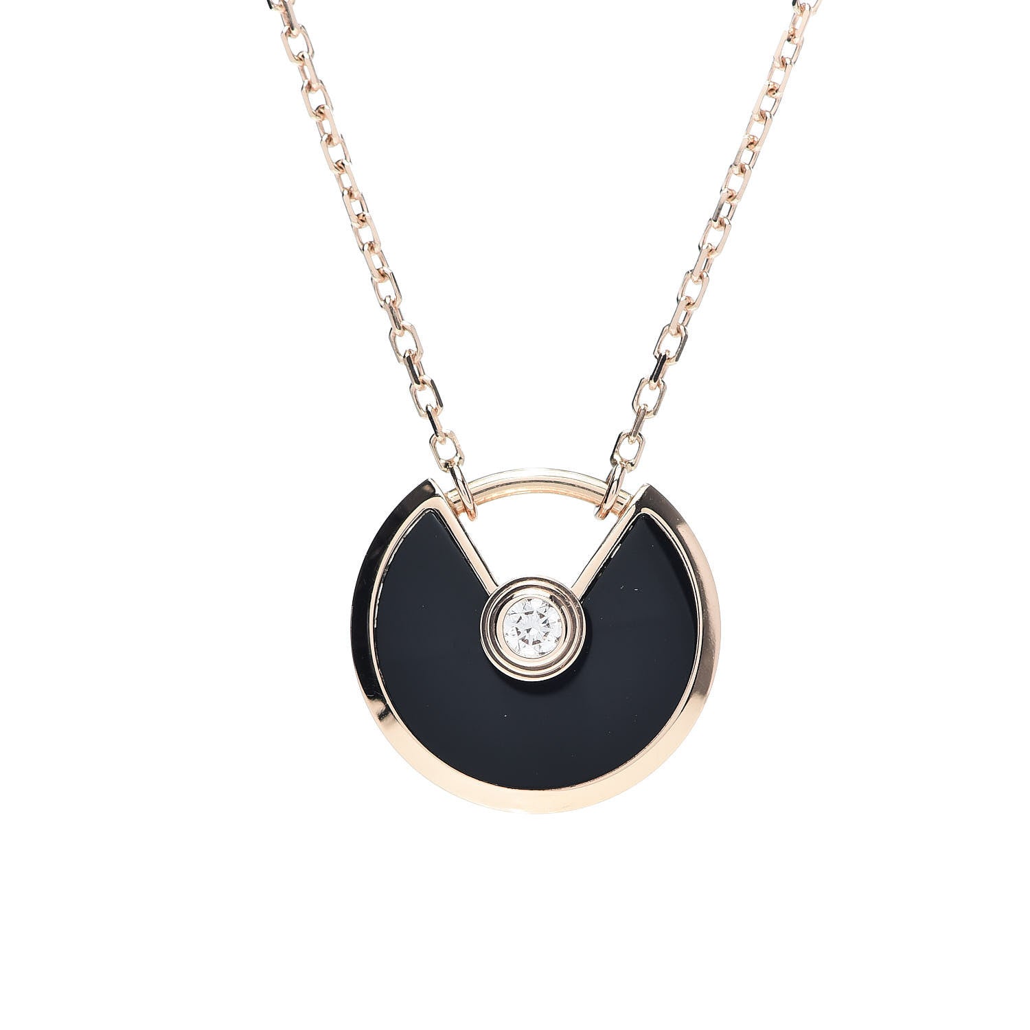 Cartier 18K Pink Gold Diamond Black Onyx XS Amulette de Cartier Pendant Necklace 4 of 5