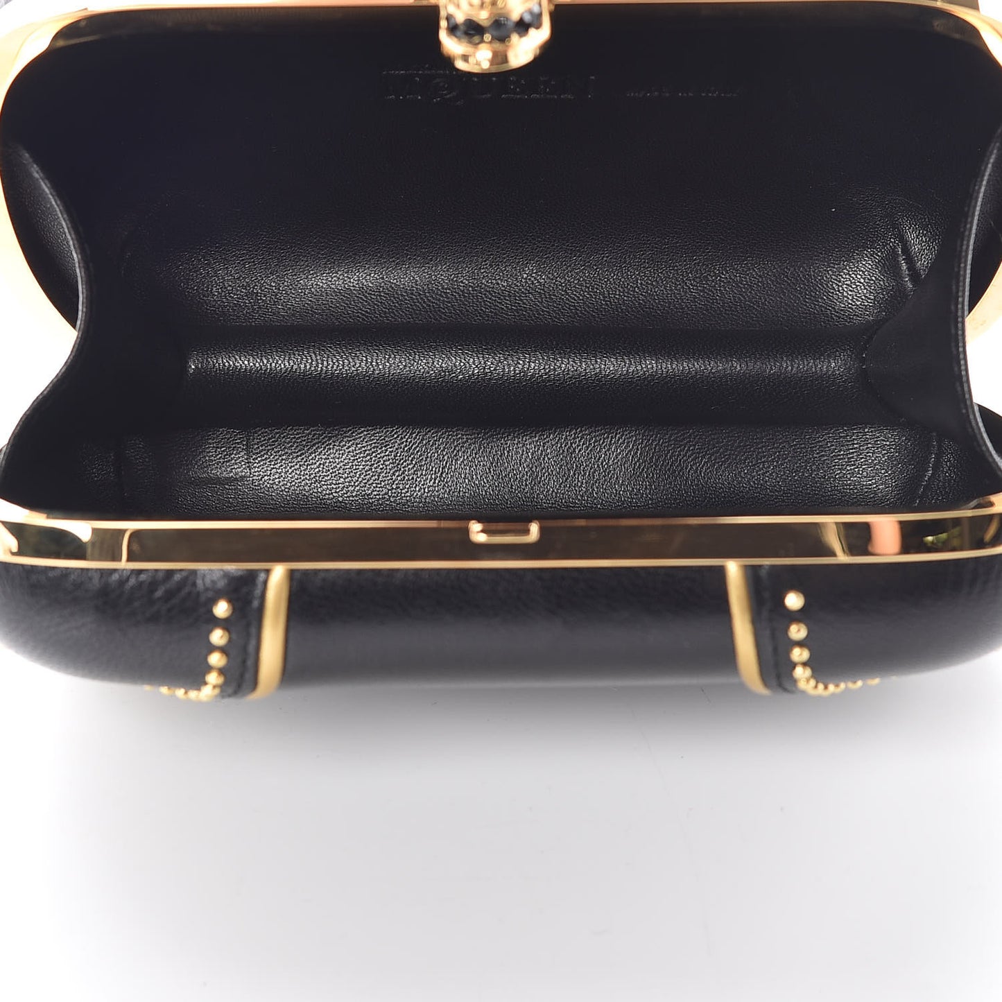 Nappa Studded Skull Box Clutch Black