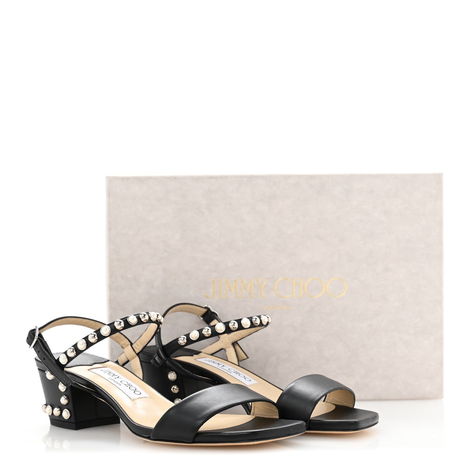 Jimmy Choo Nappa Dome Studs Aadra 45 Sandals 37 Black 9 of 9