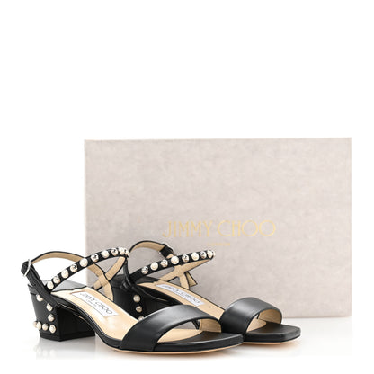 Jimmy Choo Nappa Dome Studs Aadra 45 Sandals 37 Black 9 of 9