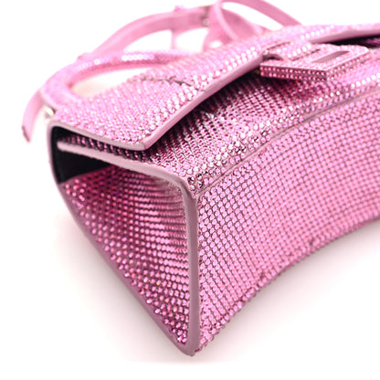 Balenciaga Strass Suede Hourglass Top Handle Bag XS Pink 8 of 9