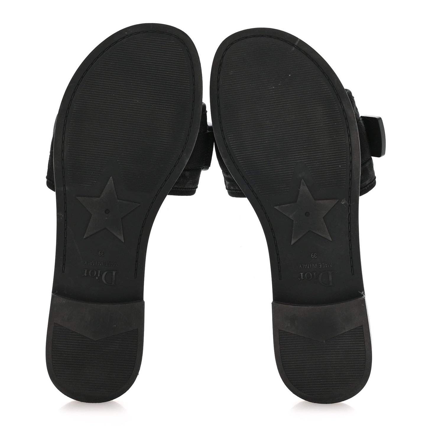 Shiny Technical Fabric Oblique Dio(r)evolution Slide Sandals 39 Black
