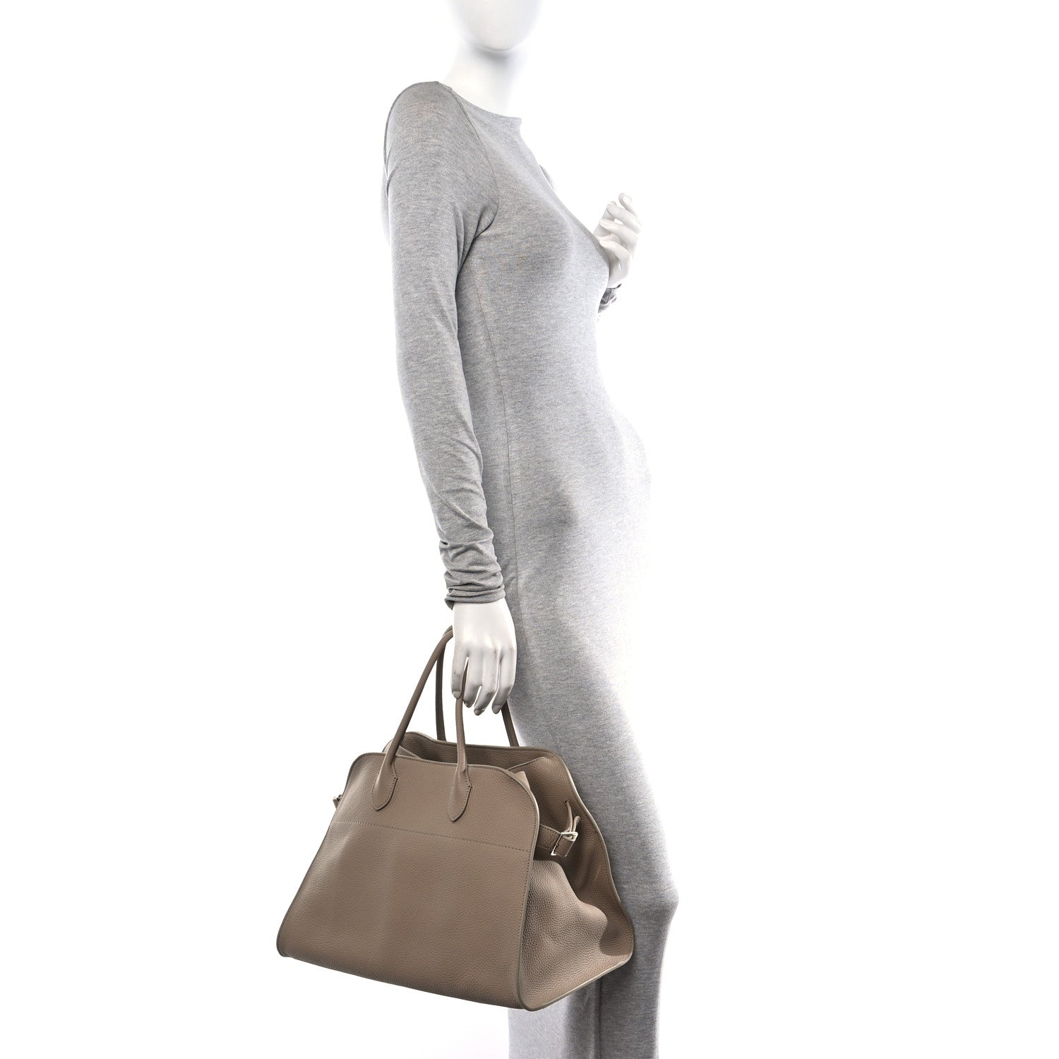 The Row Matte Grained Calfskin Soft Margaux 15 Dark Taupe 2 of 9