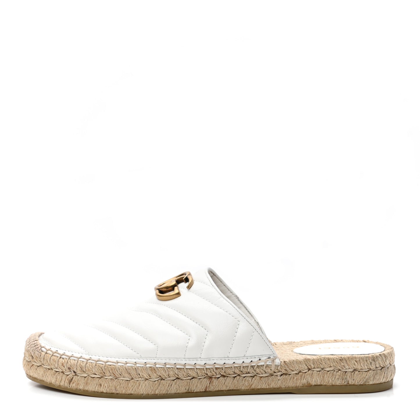 Nappa Matelasse GG Marmont Espadrille Slippers 40 Great White