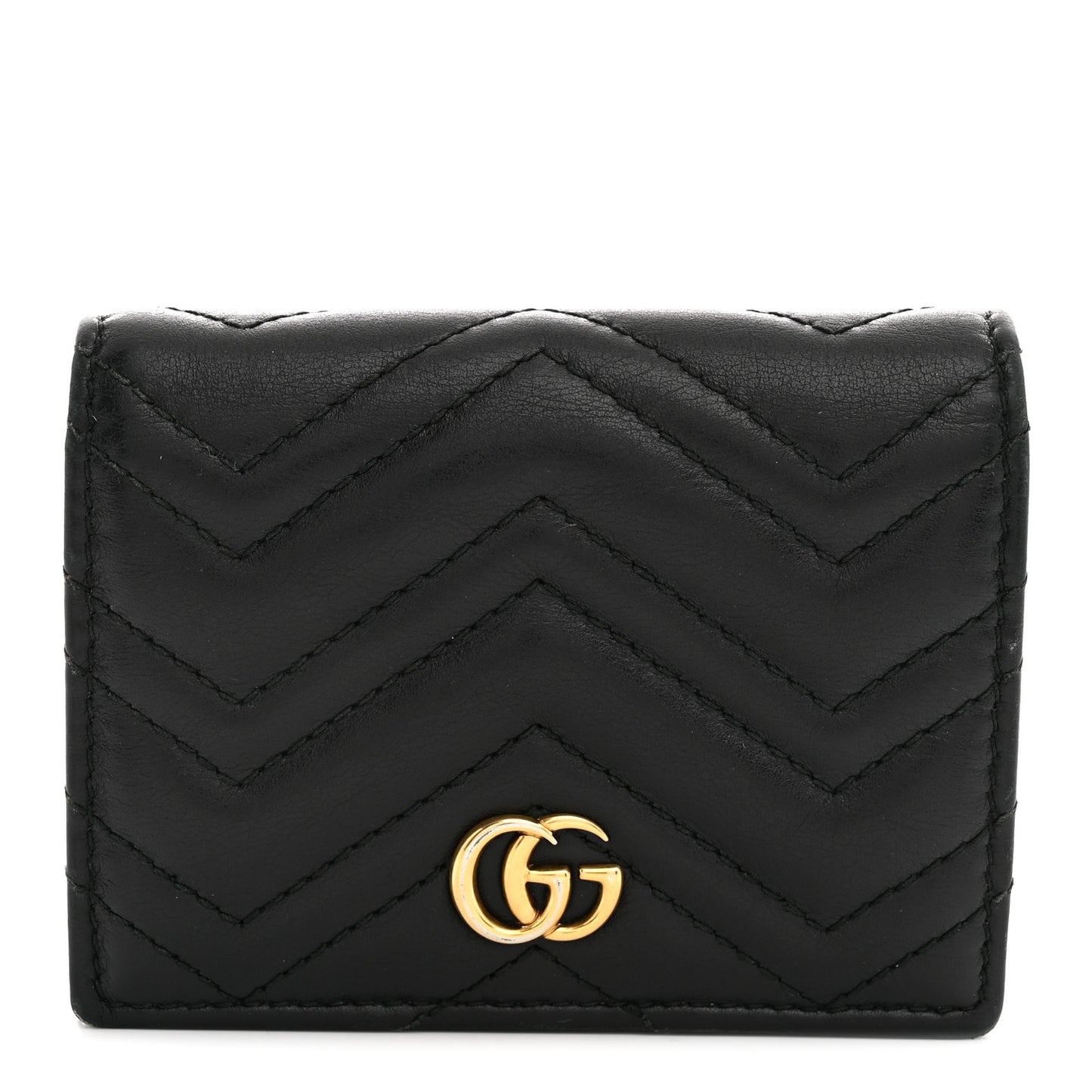 Calfskin Matelasse GG Marmont Card Case Wallet Black