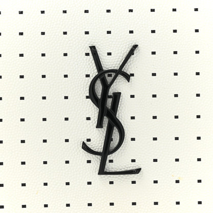 Saint Laurent Grain De Poudre Square Dot Print Monogram Chain Wallet White Matte Black 9 of 13