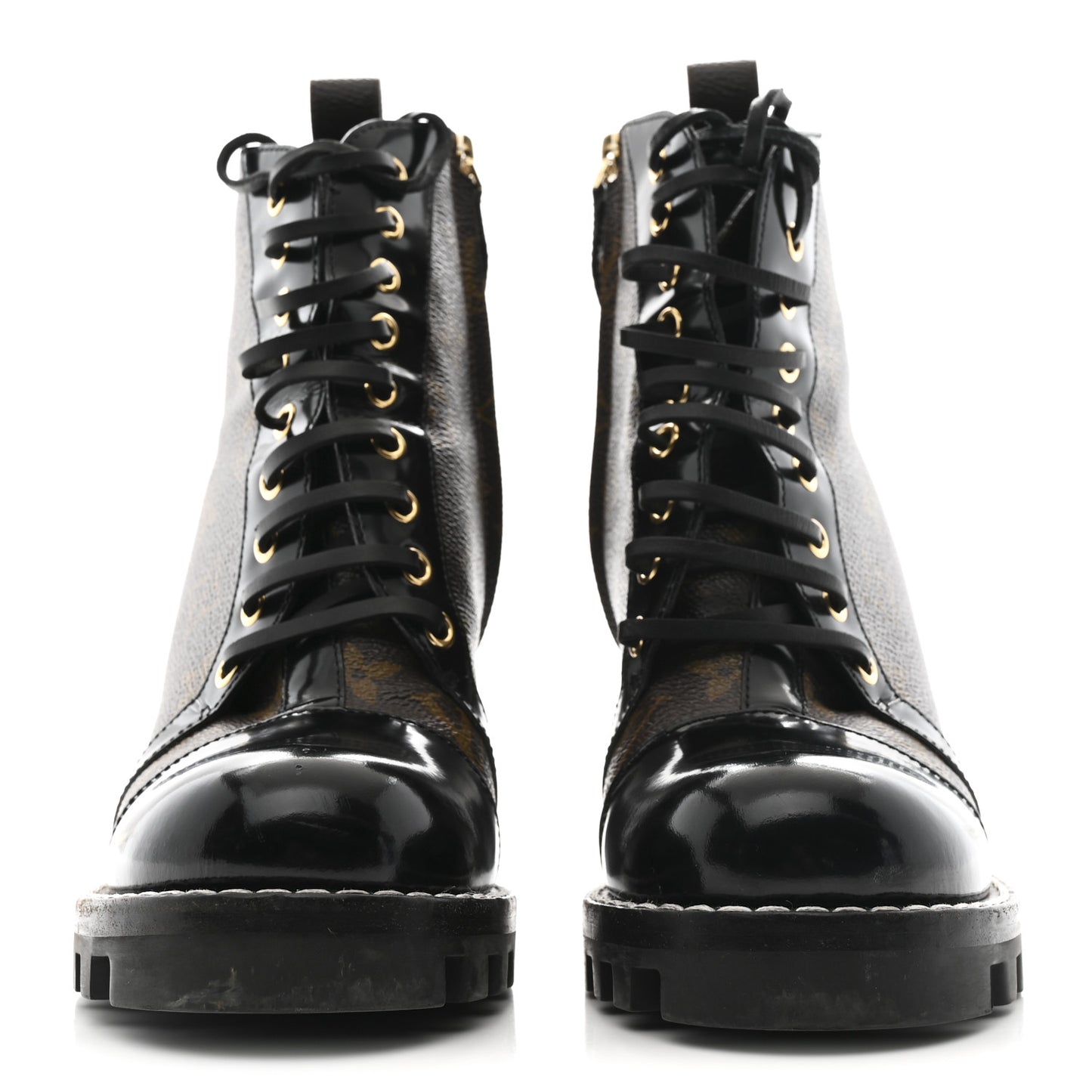 Patent Calfskin Monogram Star Trail Ankle Boots 37.5 Black