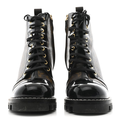 Louis Vuitton Patent Calfskin Monogram Star Trail Ankle Boots 37.5 Black 3 of 10