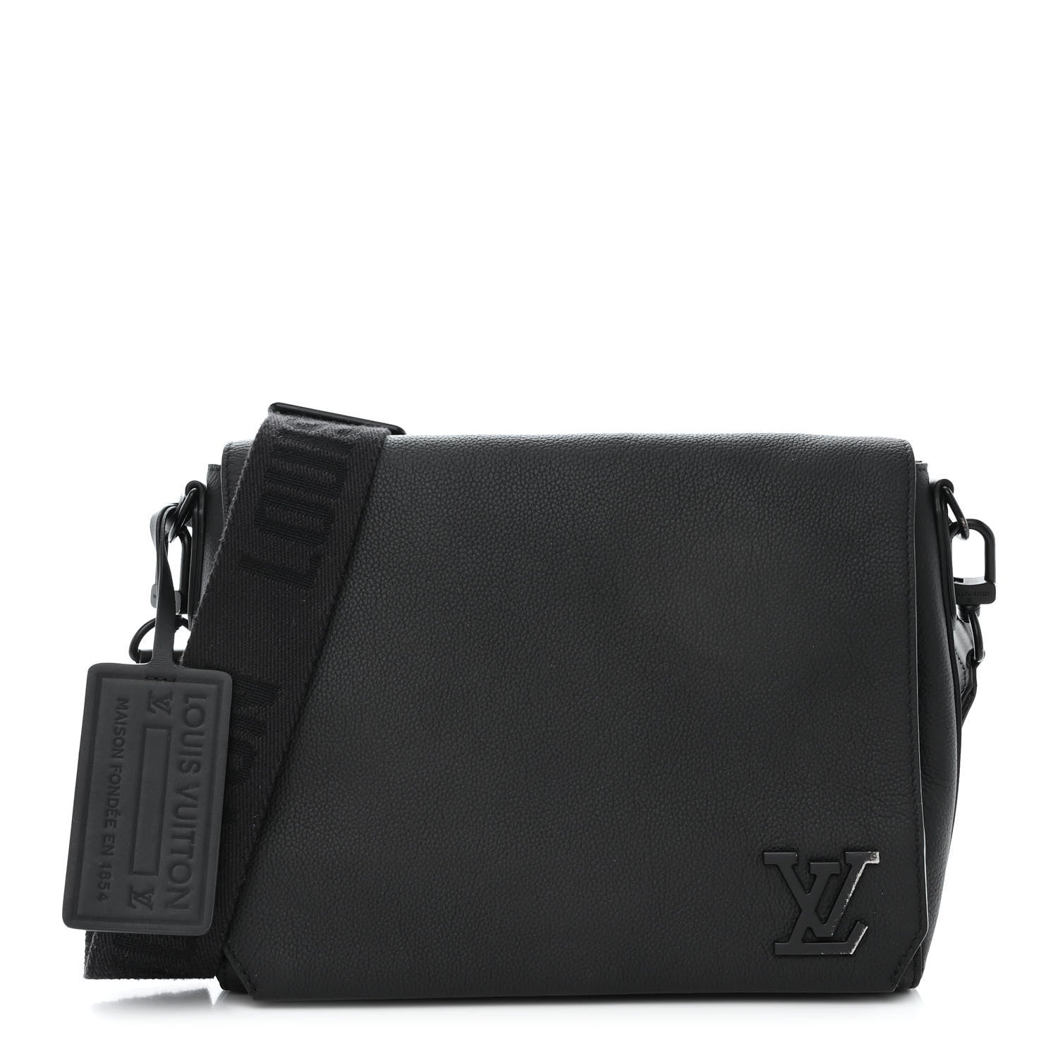 Louis Vuitton Calfskin Aerogram Messenger Black 1 of 11