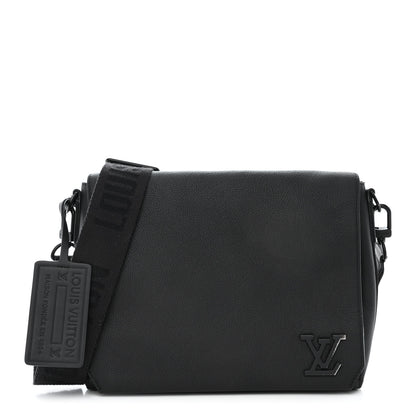 Louis Vuitton Calfskin Aerogram Messenger Black 1 of 11