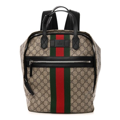 Gucci Soft GG Supreme Monogram Appia Calfskin Web Tote Backpack Beige Ebony Black 1 of 10