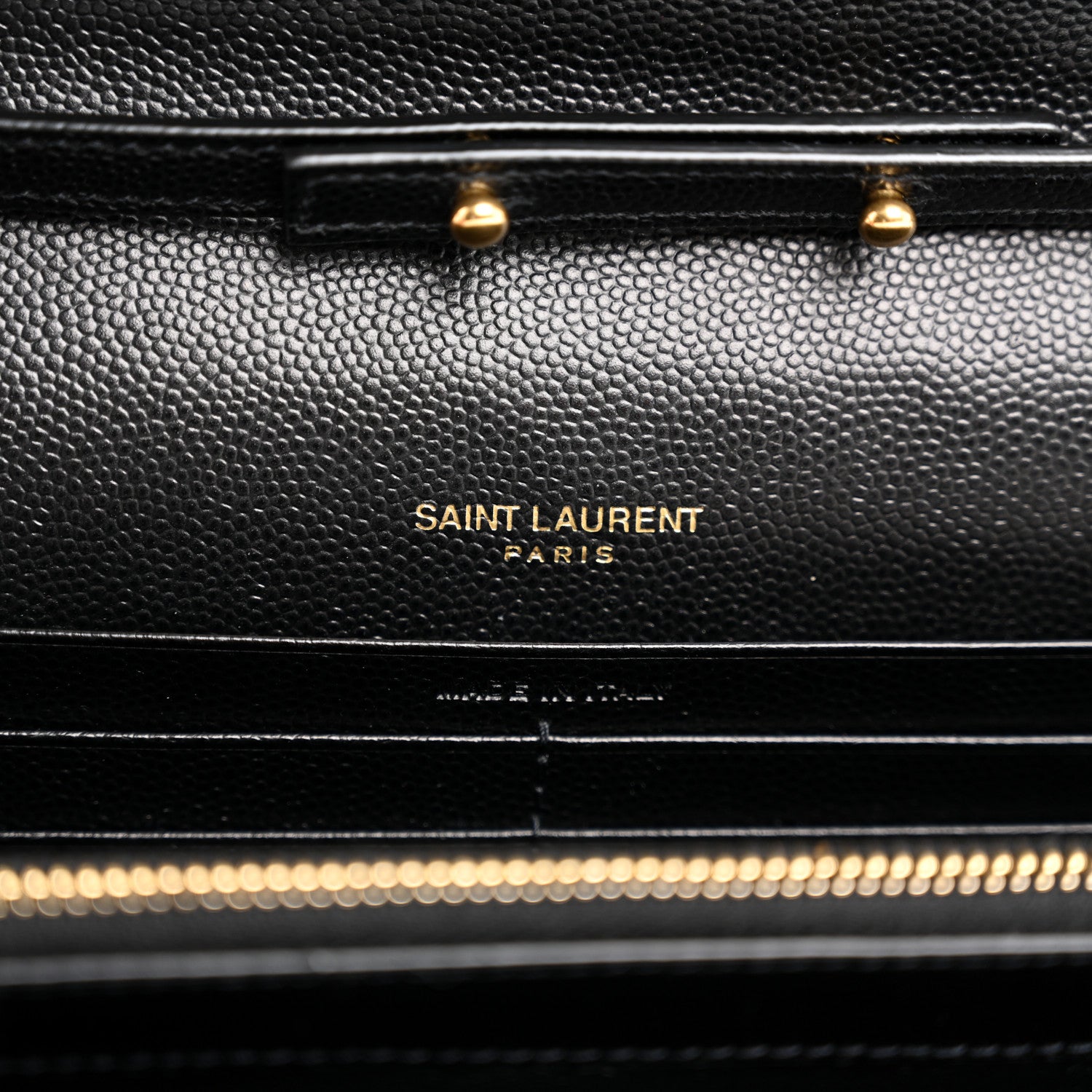 Saint Laurent Grain De Poudre Matelasse Chevron Monogram Chain Wallet Black 6 of 9