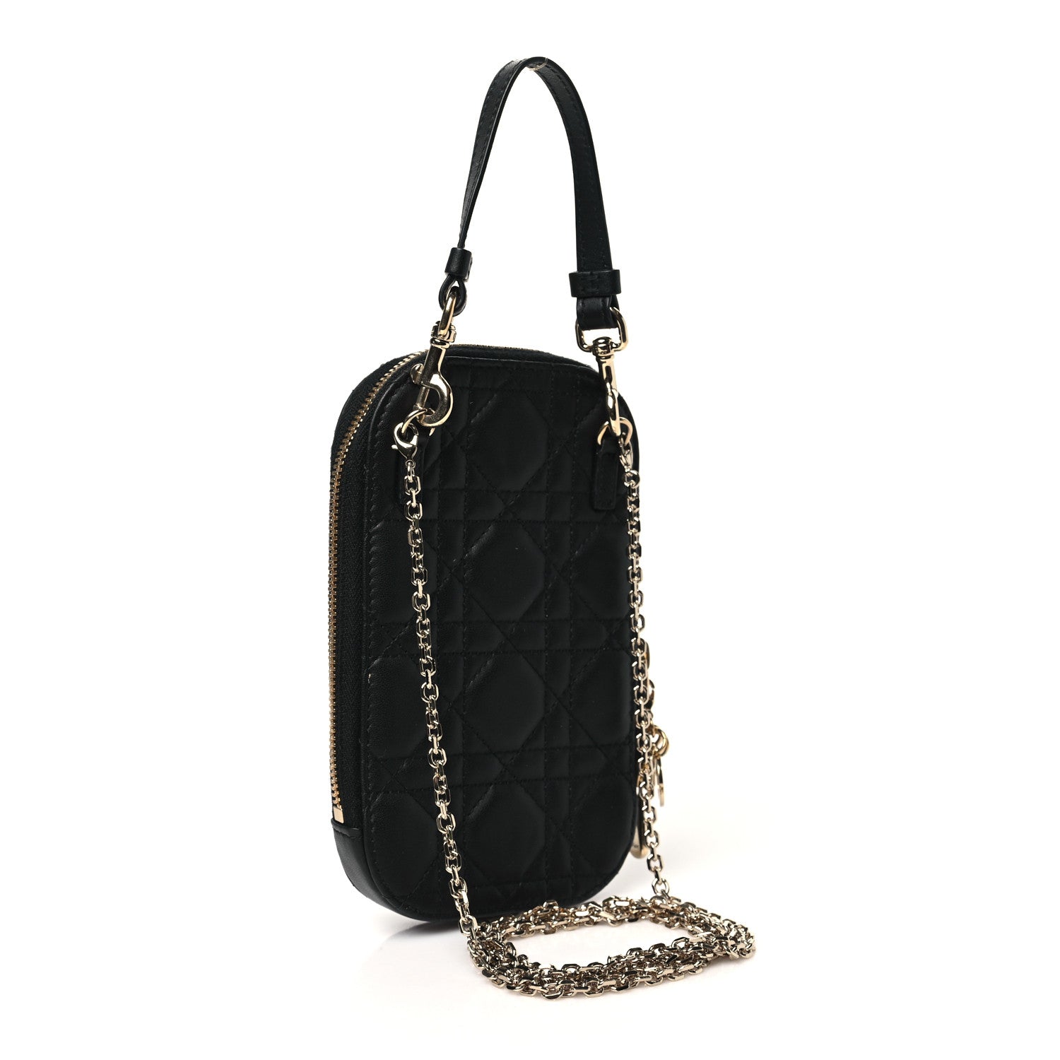 Christian Dior Lambskin Cannage Lady Dior Phone Holder Black 3 of 10