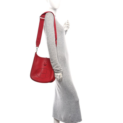 Hermes Taurillon Clemence Evelyne III PM Rouge Grenat 2 of 11