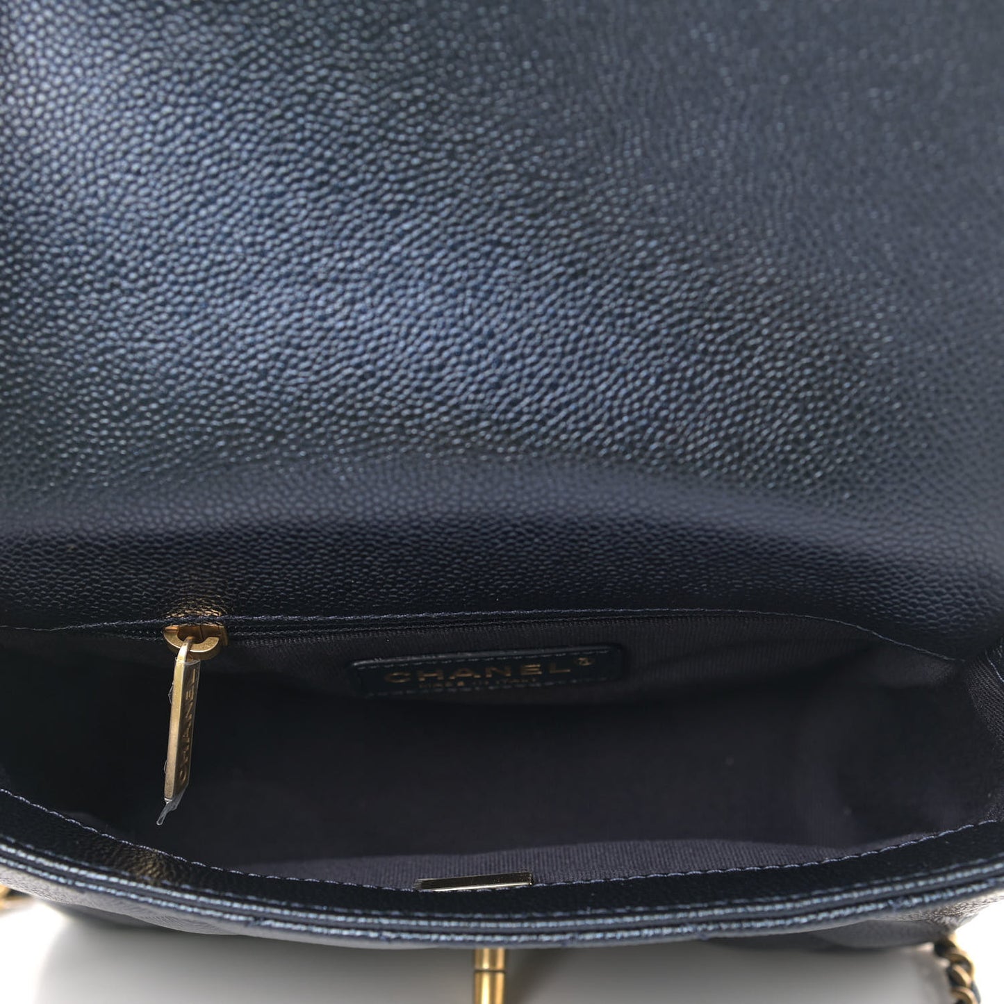 Iridescent Caviar Quilted Mini My Perfect Flap Black